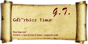 Görbicz Timur névjegykártya